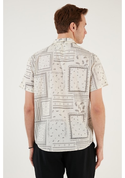 Buratti Pamuklu Regular Fit Kısa Kollu Erkek Gömlek Cf24S117514 Bej