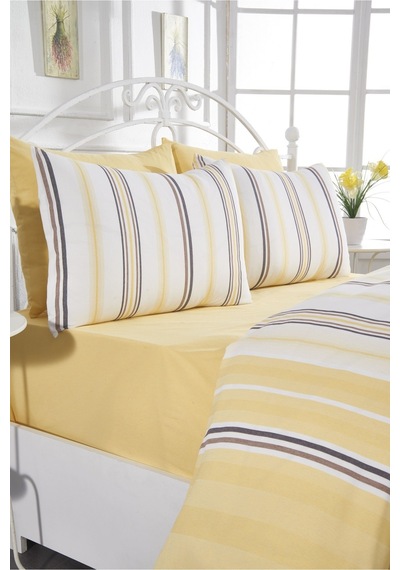 Pamuklu Bordo Çarşaflı Çift Kişilik Nevresim Takımı 200x220 Sarı