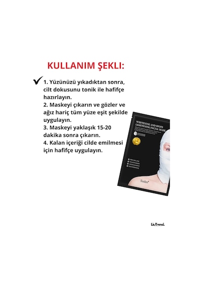 Sudee Whitening And Spots Lightening Facial Mask 30 Ml 5 Ad Lekelerini Açmak İçin Kumaş Maske