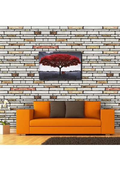 5 Adet X Kesme Taş Desenli 3D Strafor Köpük Duvar Kaplama Paneli (446785894)