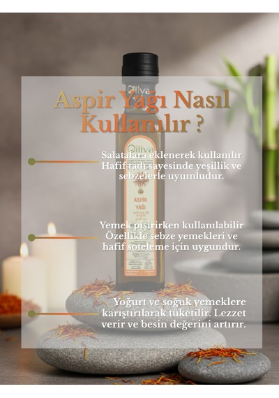 Soğuk Sıkım Aspir Yağı %100 Doğal Ve Katkısız 250 Ml Omega-6 Ve E Vitamini Kaynağı Cam Şişe Sıvı Cilt Ve Saç Bakımı İçin Bitkisel Yağ