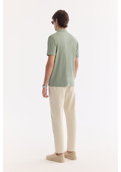 Avva Erkek Mint Kıvrılmaz Polo Yaka Fermuarlı %100 Pamuk Regular Fit T-shirt A61y1038