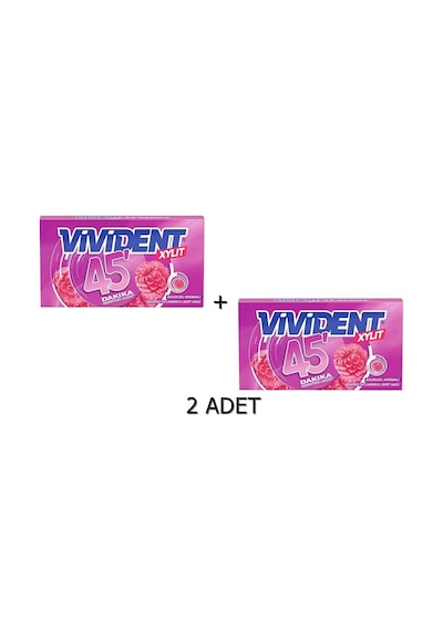 Vivident 45 Dakika Ahududu Aromalı Şekersiz Tatlandırıcılı Şerit Sakız 2 x 26 G