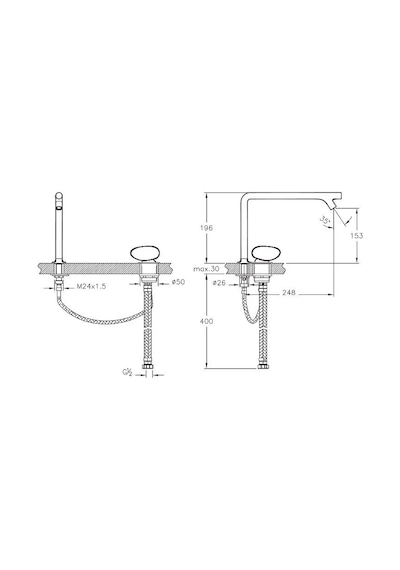 VitrA İstanbul Lavabo Bataryası 2 Delikli Lavabolar İçin Krom A42304