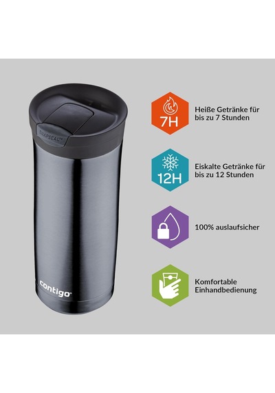 Contigo Huron Snapseal Termos Bardak 470 Ml Gri Sku: Smg8690010154712 Açık