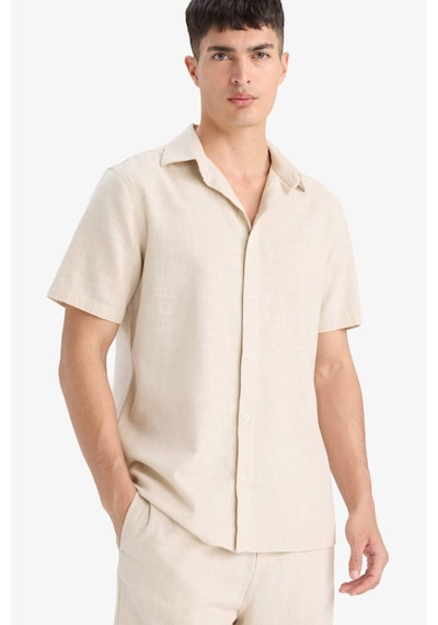 Defacto %100 Pamuk Regular Fit Polo Yaka Yazlık Kısa Kollu Gömlek D8613ax25smbg655 Bej