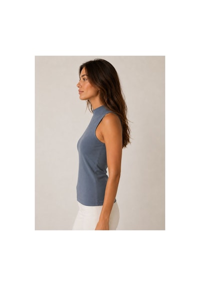 Pijamask Kadın Siyah Dik Yaka Kolsuz Esnek Kumaş Basic Tekli Bluz Mavi Pijamask Kadın Siyah Dik Yaka Kolsuz Esnek Kumaş Basic Tekli Bluz Mavi