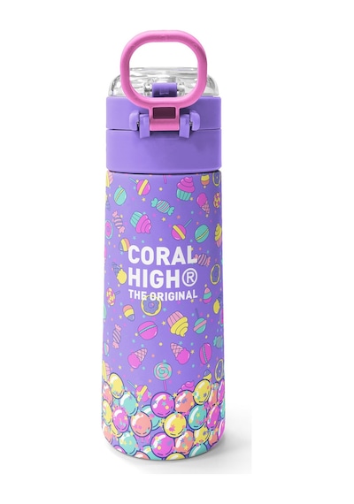 Coral High Kids Milka Şeker Ayıcık Desenli Pipetli Ve Direkt İçim Çelik Termos 500 Ml 38105 Su Yeşili