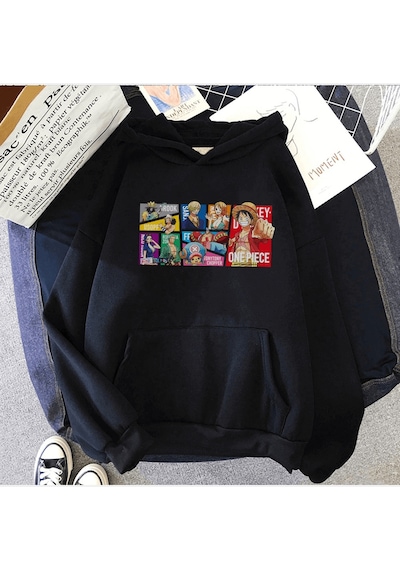 One Piece Friends Kapşonlu Sweatshirt 001