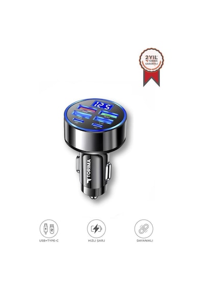 Süper Hızlı 66w 6 Girişli 2 Type-c + 4 Usb Girişli Araç Şarj Başliği