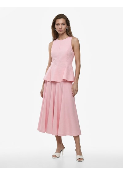 Koton Pamuklu Slim Fit Bisiklet Yaka Kolsuz Peplum Bluz Pembe 6sak30100ew Gül