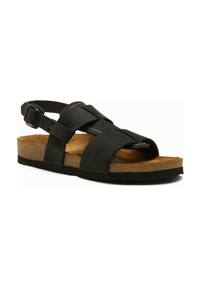 Comfortfusse Likya - Erkek Ortopedik Hakiki Deri Sandalet Siyah