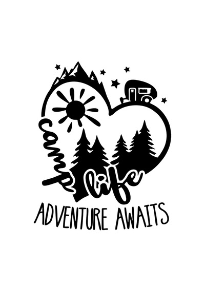 Camp Life Sticker 17x17 Cm Siyah