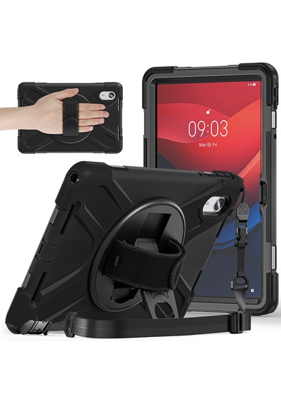 Lenovo Tab M11 Tb330fu 11 İnç Kılıf 360 Standlı Askılı Zırh Tank