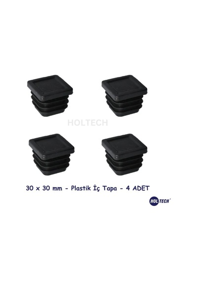 Holtech 30 X 30 Mm Plastik İç Tapa 4 Adet Kare Içe Geçme Profil Tapası Siyah Genel