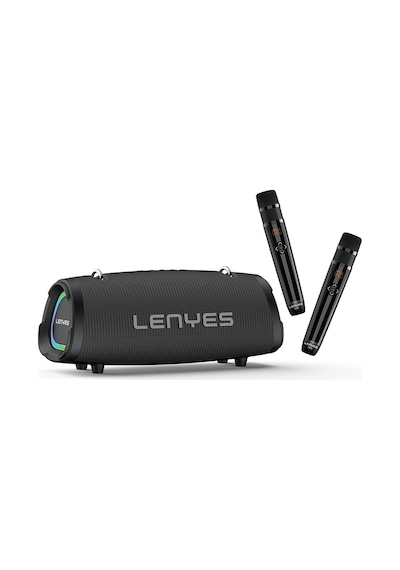 Lenyes S872 Rgb Işıklı Taşınabilir Çift Mikrofonlu Tws Bluetooth Speaker Hoparlör V5.3 Siyah