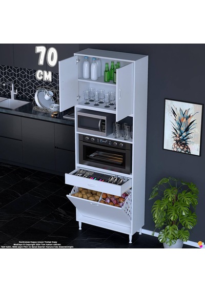 Modilayn Ece Fırın Bölmeli Kapaklı Çekmeceli Sepetli Çok Amaçlı Mutfak Dolabı 70 Cm Beyaz Modilayn Ece Fırın Bölmeli Kapaklı Çekmeceli Sepetli Çok Amaçlı Mutfak Dolabı 70 Cm Beyaz