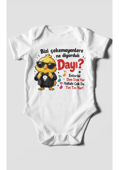 Morivokids Bizi Çekemeyenlere Ne Yazılı Kısa Kollu Bebek Body %100 Pamuk Beyaz