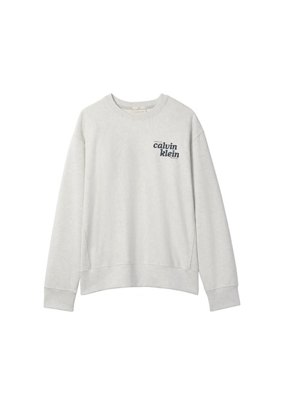 Calvin Klein Ls Premıum Terry Grp, P74 Krem Erkek Sweatshirt