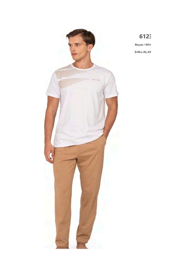 Pierre Cardin 6123 Erkek Kısa Kollu Bisiklet Yaka Pijama Takımı-beyaz