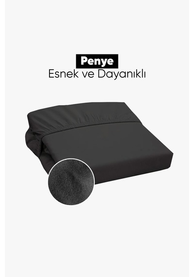 Penye Lastikli Çarşaf Pamuklu Jersey Tek Kişilik 100x200cm Antrasit Antrasit