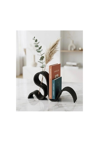 Bii Flow Modern Kıvrımlı Dekoratif Kitap Tutucu Stand Ev Aksesuarları 23x13 Cm