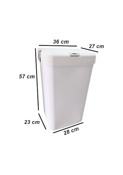 Gümüş Tekli Dokunmatik Çamaşır Sepeti Çöp Kovası Temizlik Kovası Kirli Sepet 40 Litre-mt008 Beyaz
