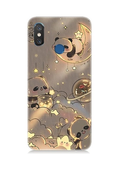 Xiaomi Mi 8 Uyumlu Panda Ve Gezegenler Desenli Silikon Kılıf
