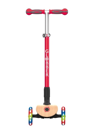 Globber Primo Wood Katlanabilir Işıklı Scooter - Kırmızı