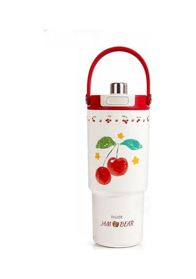 Dıller Tumbler 880 Ml Tek Kapak Çift Kullanım Pipetli/pipetsiz Taşıma Kulplu Çelik Termos-ffd9505-880ml Genel