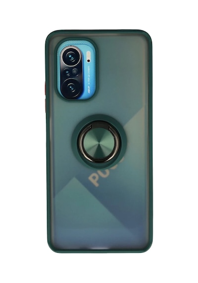 Xiaomi Redmi K40 Uyumlu Kılıf Montreal Yüzüklü Silikon Kapak - Yeşil