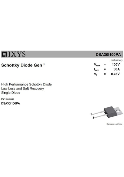 Dsa30ı100pa Dıode Schottky