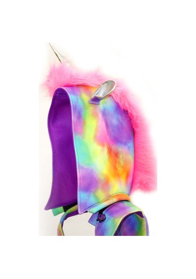 Unisex Çocuk Su Geçirmez Unicorn Tasarımlı Çıkarılabilir Kapüşonlu Sırt Çantası Çok Renkli