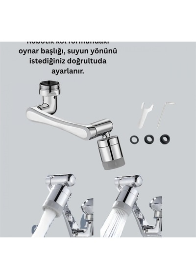 1080 Döner Musluk Ucu 3 Eklemli Esnek Başlık Ve 2 Akış Modu