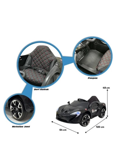 Quantum Gt 12 Volt Akülü Araba Uzaktan Kumandalı Spor Çocuk Arabası Siyah
