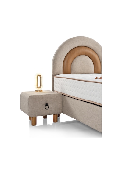Parshome 90x190 Tek Kişilik Yatak, Baza, Baza Başlık Seti Ortopedik Yataklı Sandıklı Baza 3 Lü Set Bej 90 x 190