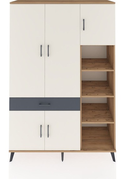 Hyperion Dolap 10 Raflı Tek Çekmeceli 5 Kapaklı 132x44x195 Çam-aytaşı/antrasit Aytası/antrasıt Hyperion Dolap 10 Raflı Tek Çekmeceli 5 Kapaklı 132x44x195 Çam-aytaşı/antrasit Aytası/antrasıt