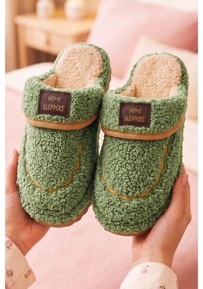 Stwenn 2'li Karma Erkek Kadın Avantajlı Paket Peluş Ev Terliği Kapalı Burun Arkası Açık Sıcak Rahat Panduf 2 Li Linda