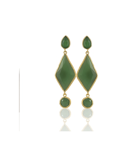 Kadir Jewellery 22 Ayar Altın Kaplama Kadın Sallantılı Küpe -el İşçiliği Ve Hipoalerjenik Küpe Yeşil 51144132