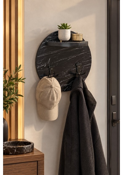 Sulorahome Siyah Duvar Askılığı Ve Mini Raf