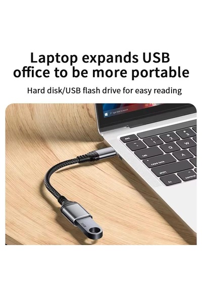 Ga90 Type-c To Usb 3.0 5gbps Hız Otg Adaptör Alüminyum Kasa Örgü Kablo İ-phone 15 Ve Üstü