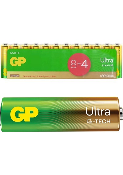 Gp Ultra G-tech AA İnce Kalem Pil Alkalin 12li Paket