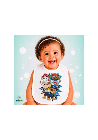 Paw Patrol Keten Bebek Mama Önlüğü Yumuşak - Emici - Yıkanabilir - Özel Tasarım P148 Çok Renkli