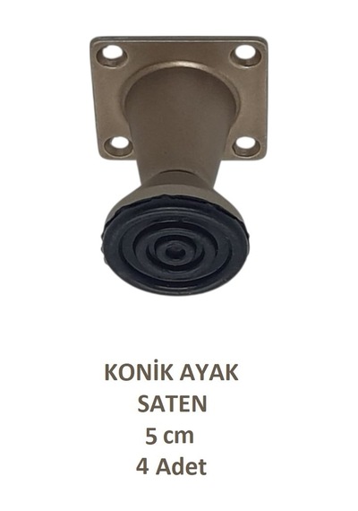 Adilon Konik Ayak, Zamak, Saten, 5 cm, Dolap, Mobilya, Puf Ayağı (4 Adet)