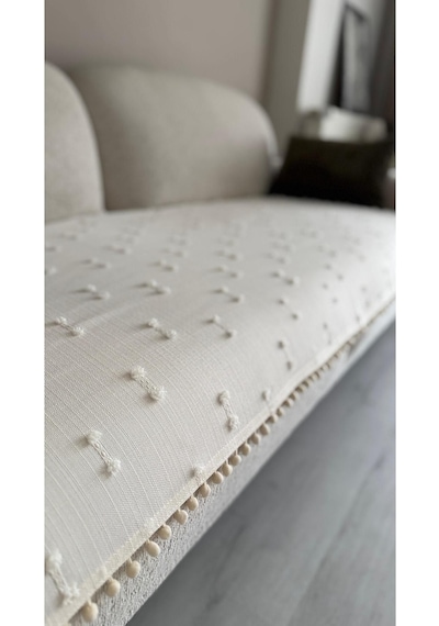 Diletto Takım Oturma Yerini Kapatan Ve Berjer Örtüsü 70x95 Cm Ve 90 X 200 Ekru Bir Tekli , Bir Üçlü Ekru Özel