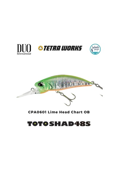 Duo Tetra Works Toto Shad 48s Cpa0601 Lime Head Chart Ob