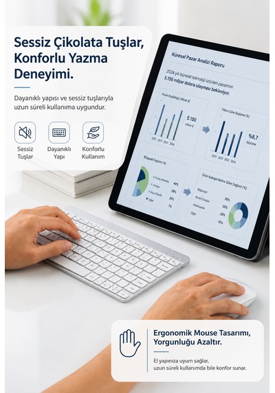 Klavye & Mouse Seti Akıllı Cihazlar İçin Mükemmel Uyum Windows Android Apple Uyumlu iOS Diğer