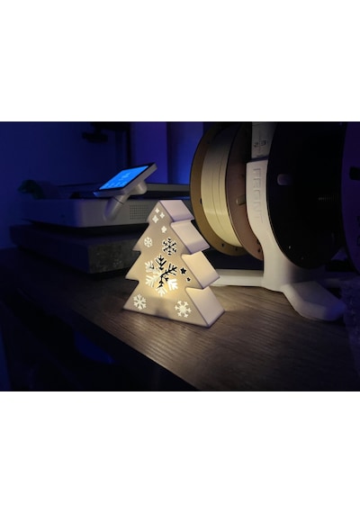 Kar Tanesi Desenli Yılbaşı Ağacı Led Tealight Mumluk Dekoratif Masaüstü Ambiyans Işığı
