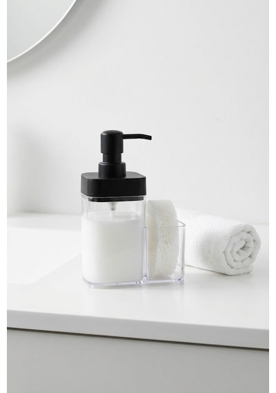 Makri Home 2 Hazneli Mutfak Sıvı Sabunluk- Süngerlikli 350 Ml 350 Ml Siyah Beyaz