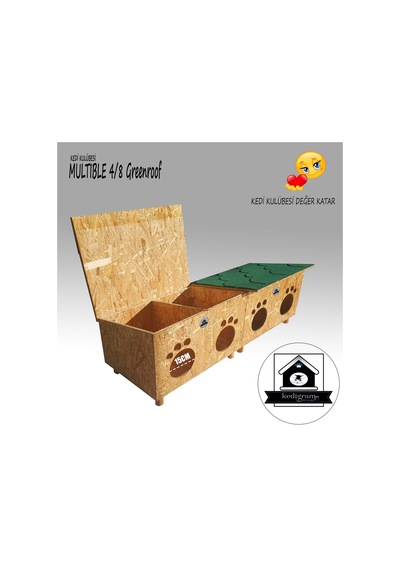 Kedigram Kedi Kulübesi Kedi Evi Profesyonel Multible Greenroof 4/8